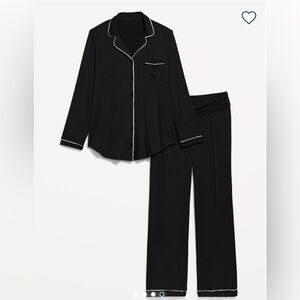 Old Navy Maternity Black Pajama Set with White Trim